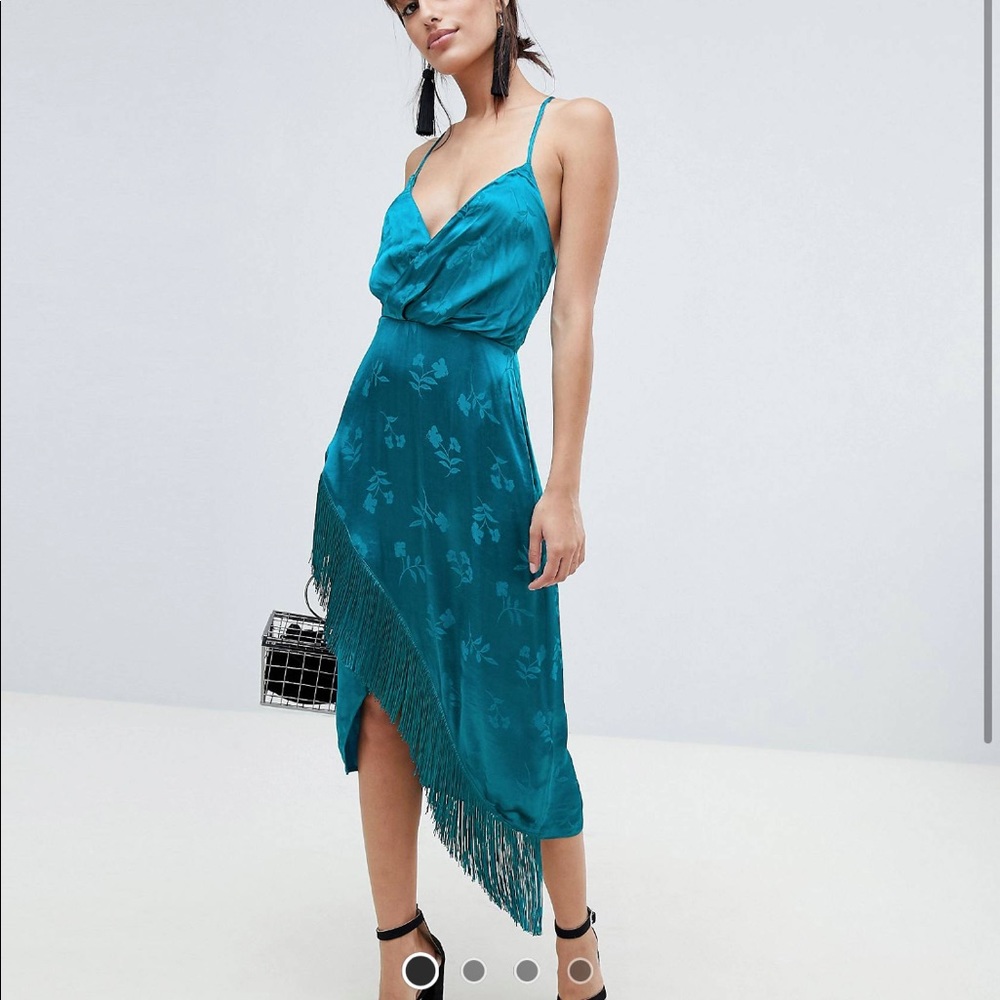 ASOS Teal Fringe Midi Dress